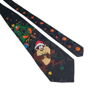Looney Tunes Necktie Taz Daffy Duck Christmas Tie Black Novelty Holiday Dad Gift